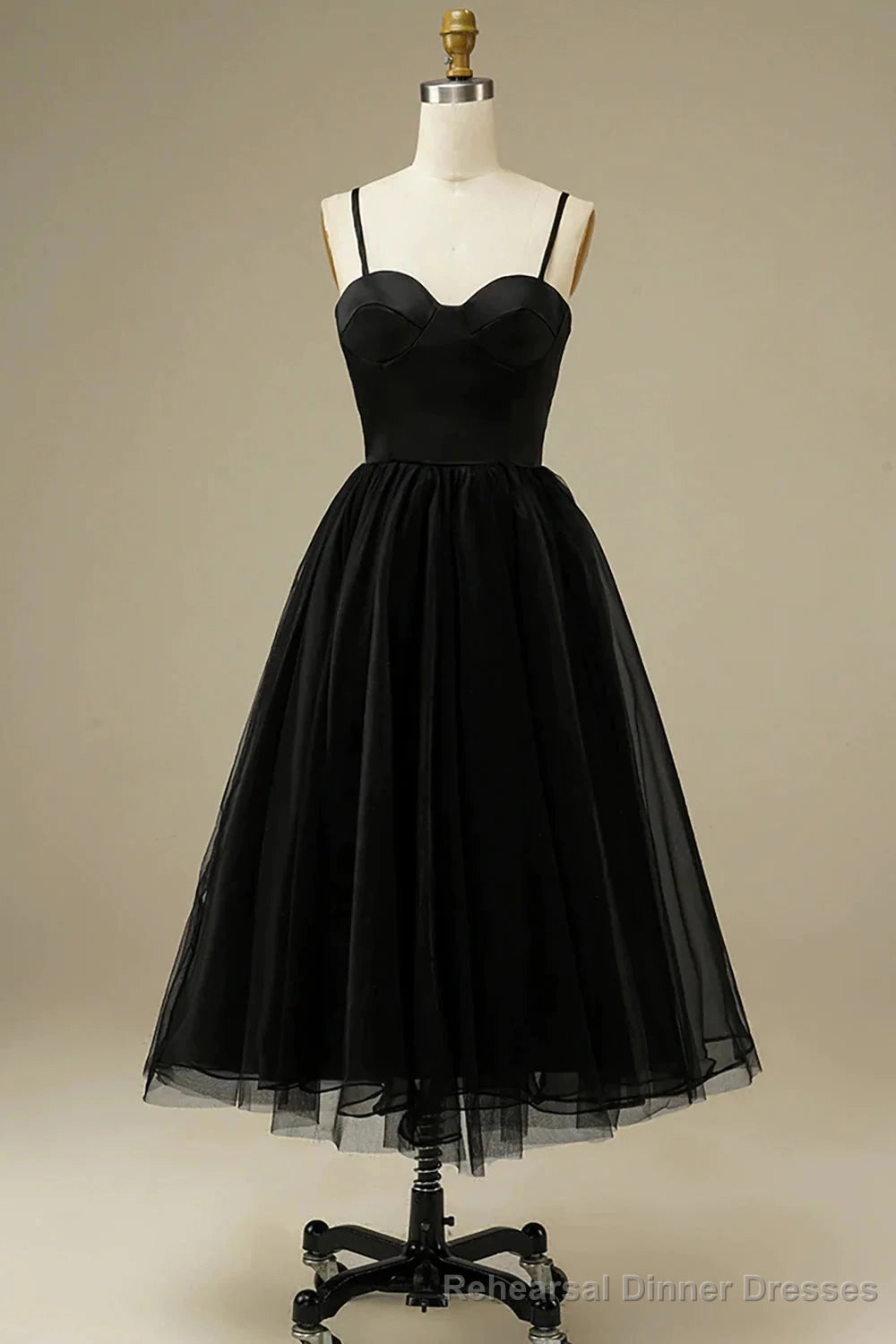 Spaghetti Straps Informal Tea-Length Bridal Gown Main image