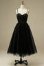 Spaghetti Straps Informal Tea-Length Bridal Gown