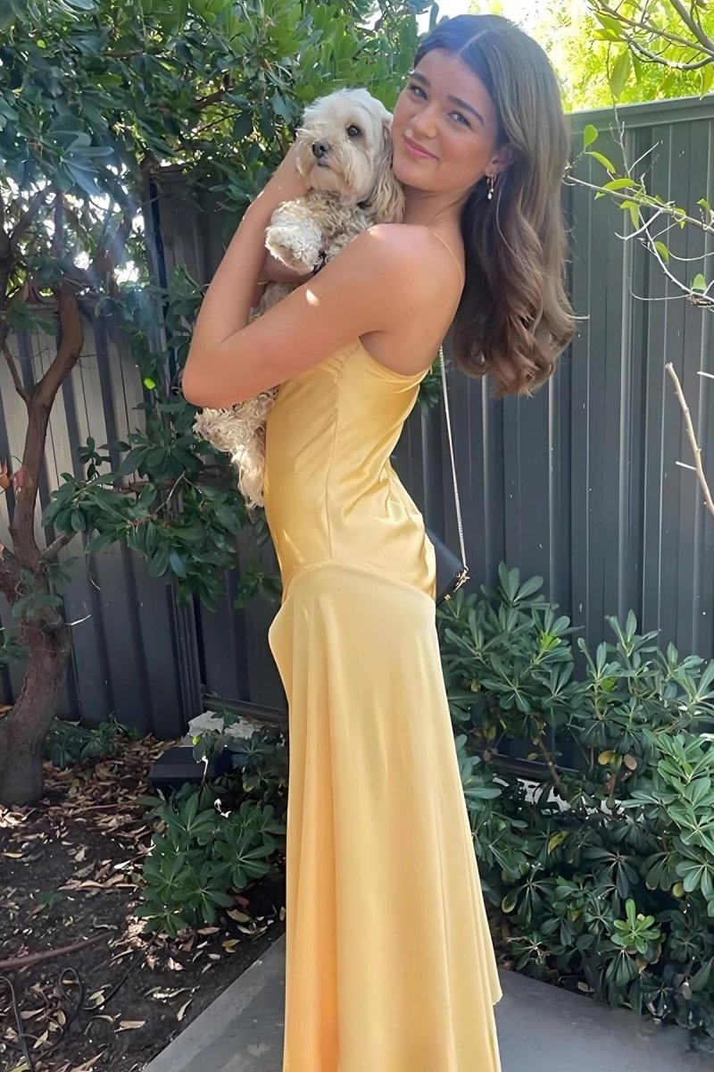 Spaghetti Straps Long Sheath Prom Dress With Split Secondary image