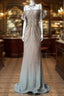 Spaghetti Straps Mermaid Beading Satin Long Evening Prom Dress Rhinestone Formal Evening Dress