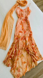 Spaghetti Straps Orange A-Line Dress Classy Prom Dress