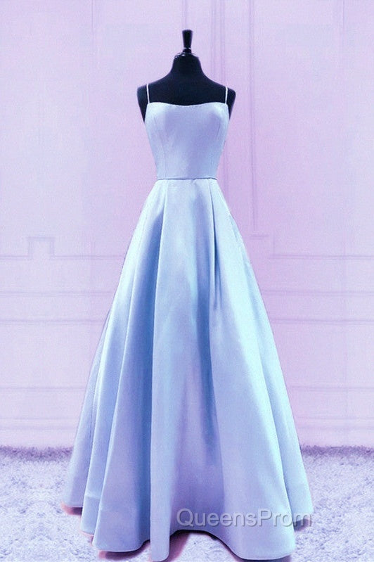 Spaghetti Straps Evening Prom Dress Satin Floor Length