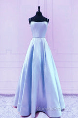 Spaghetti Straps Evening Prom Dress Satin Floor Length