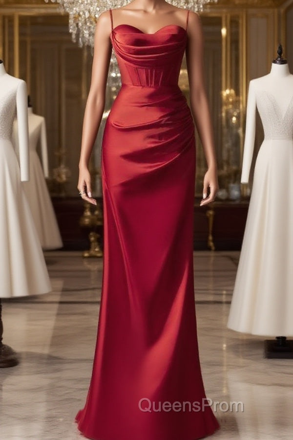 Spaghetti Straps Red Mermaid Evening Prom Dress Elegant Evening Dress Main image