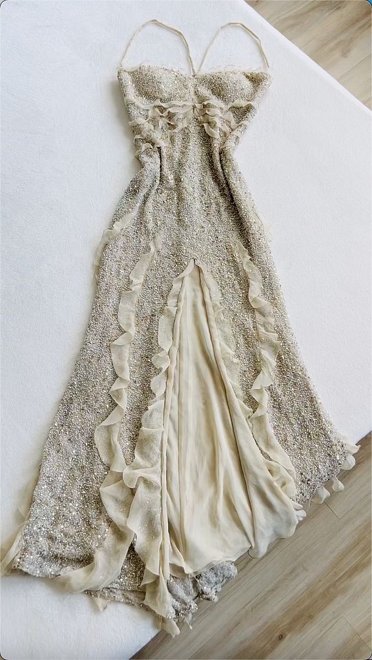 Spaghetti Straps Sequin Long Classy Evening Classy Prom Dress With Slit Secondary image
