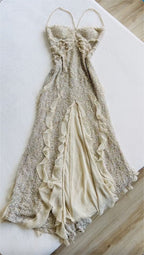 Spaghetti Straps Sequin Long Classy Evening Classy Prom Dress With Slit
