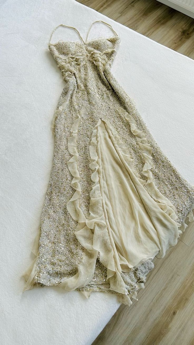 Spaghetti Straps Sequin Long Classy Evening Classy Prom Dress With Slit
