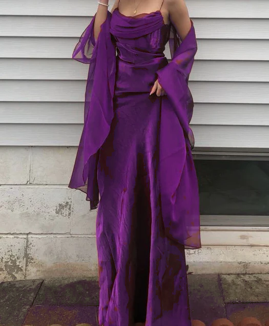 Spaghetti Straps Simple Burgundy Long Classy Prom Dress