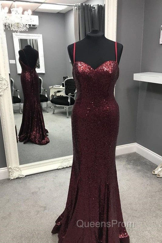 Spaghetti Straps Sweetheart Mermaid Sequins Evening Prom Dress Secondary image