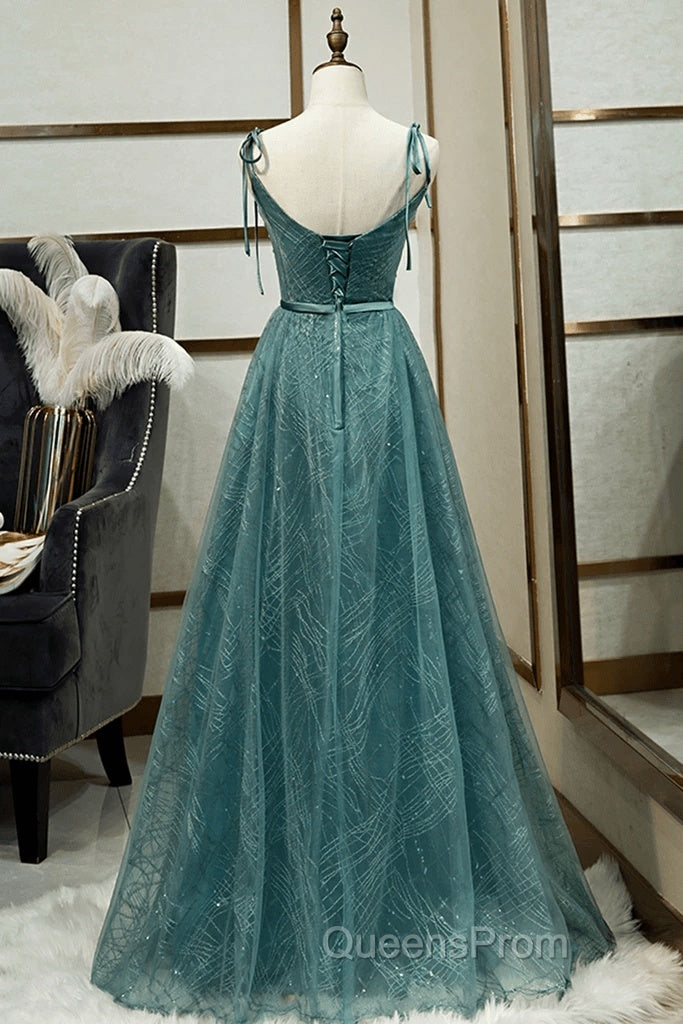 Spaghetti Straps Tulle Modest A Line Evening Dress Long Evening Prom Dress Secondary image