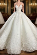 Spaghetti Straps Wedding Dress Ball Gown Appliques