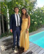 Spaghetti Strps Yellow Slit Long Classy Prom Dress