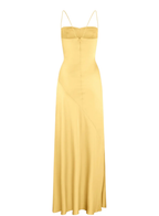 Spaghetti Strps Yellow Slit Long Classy Prom Dress