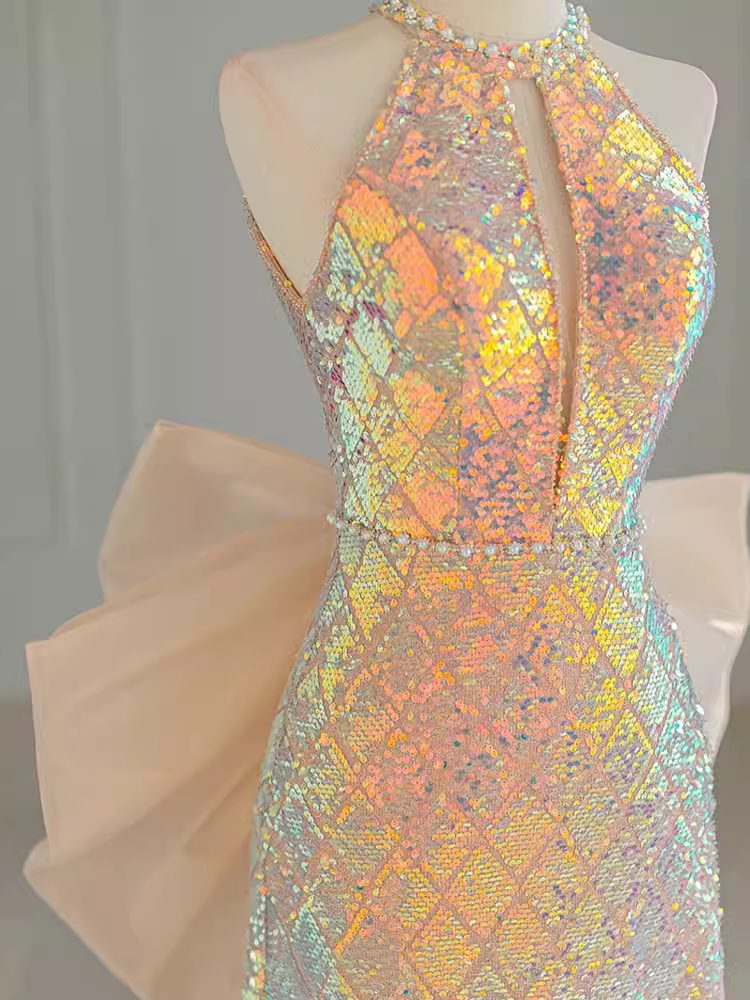 Sparkle A Line Scoop Neckline Sequin Pink Long Classy Prom Dress