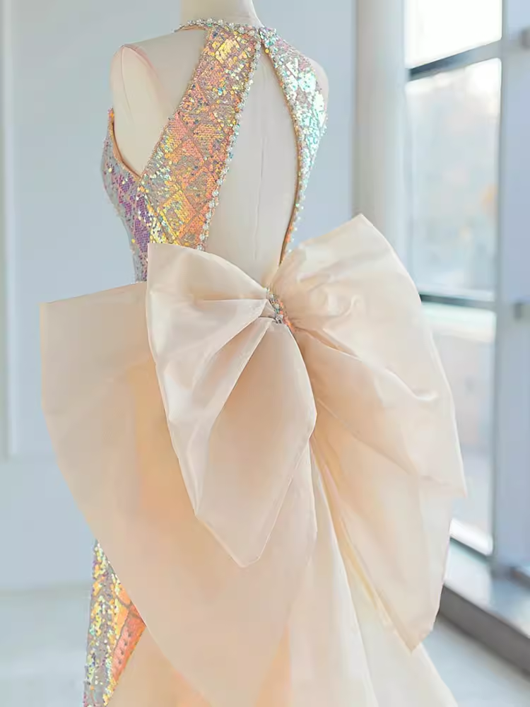 Sparkle A Line Scoop Neckline Sequin Pink Long Classy Prom Dress