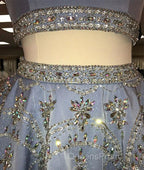 Sparkle Blue Two Pieces Beads Sequin Short Evening Prom Homecoming Dress