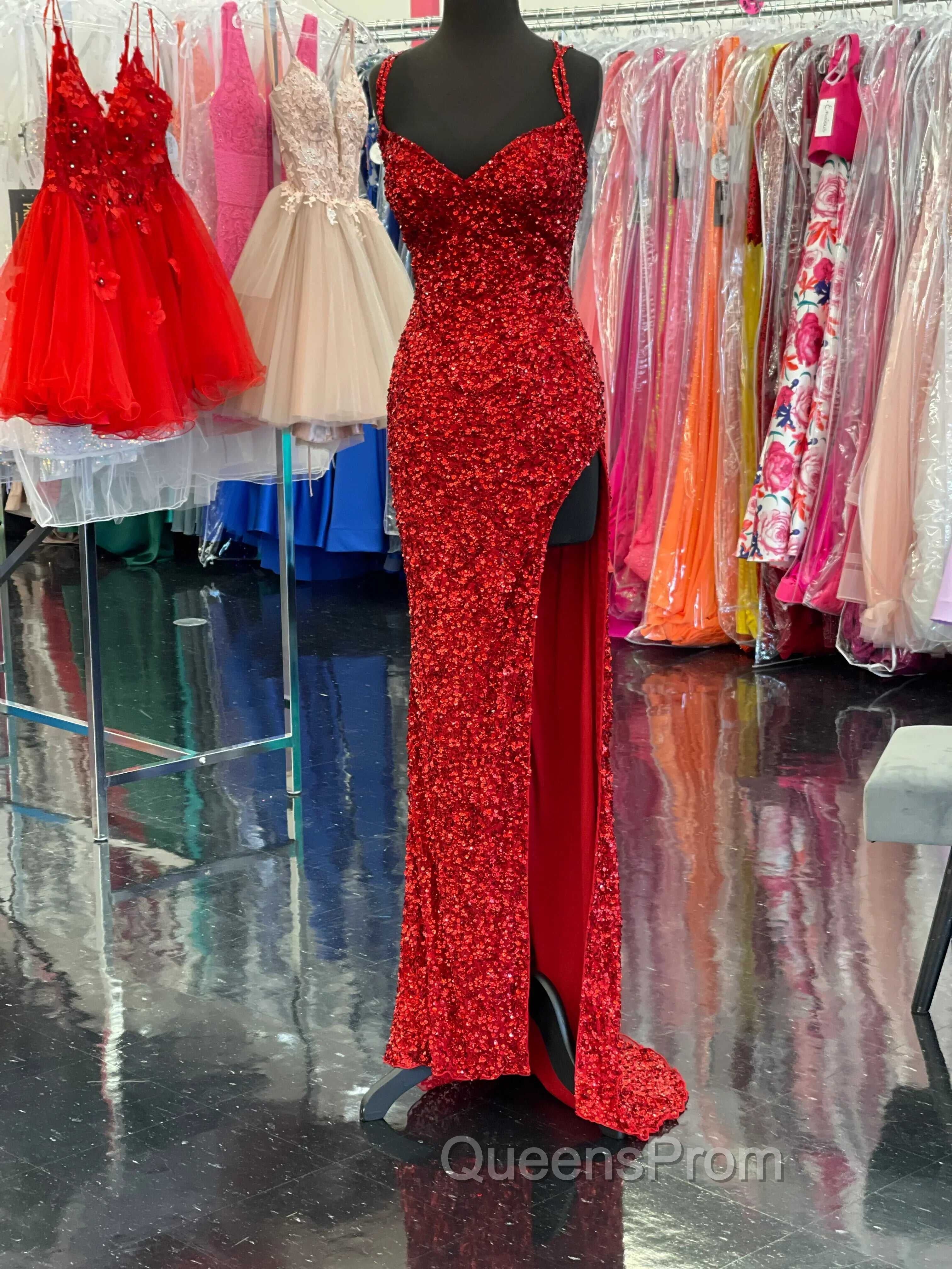 Sparkle Red Bodycon Sequined Long Evening Prom Dress Secondary image