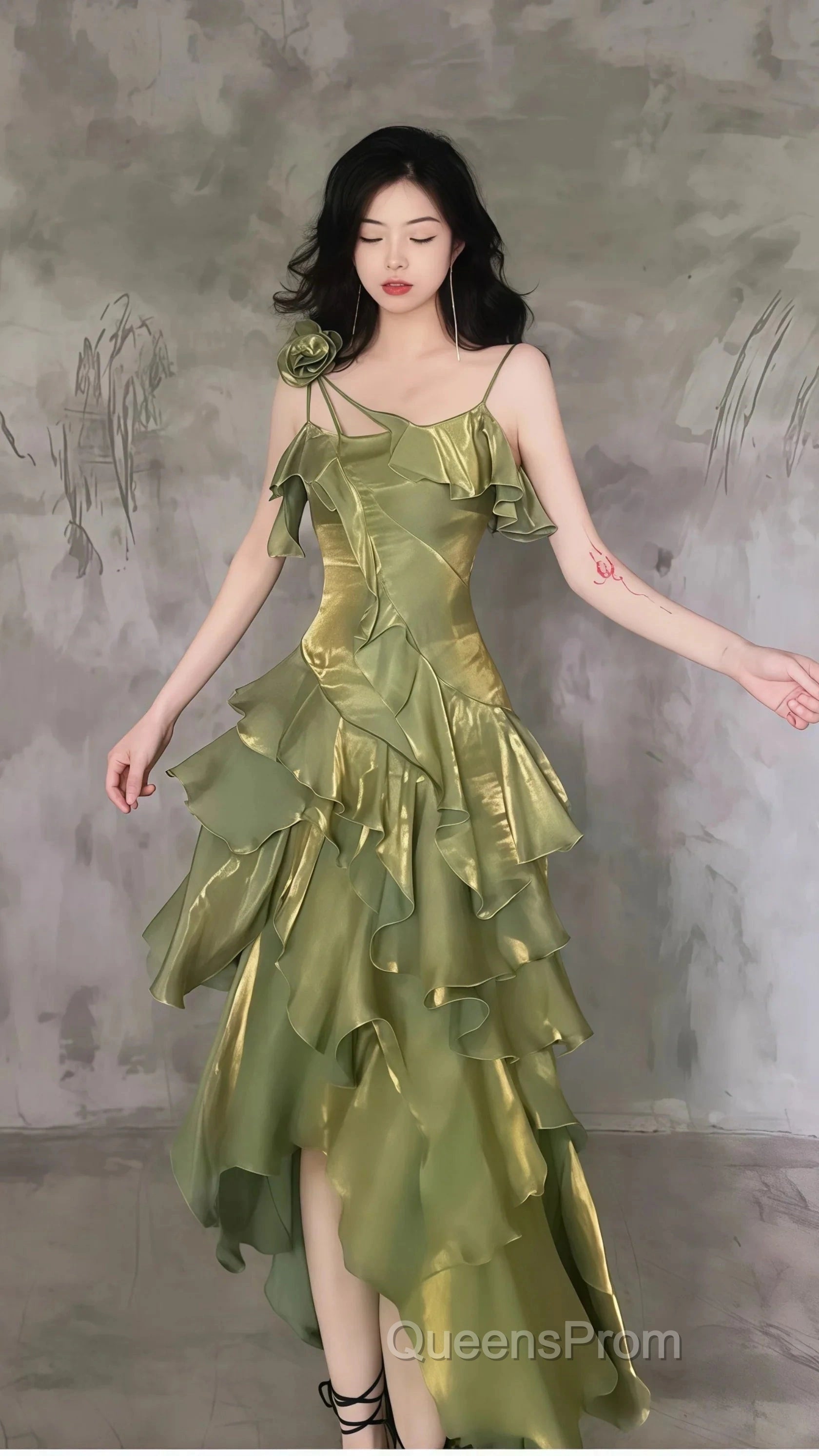Sparkle Ruffle Evening Prom Dress Causal Birthday Dress Dance Party Dress