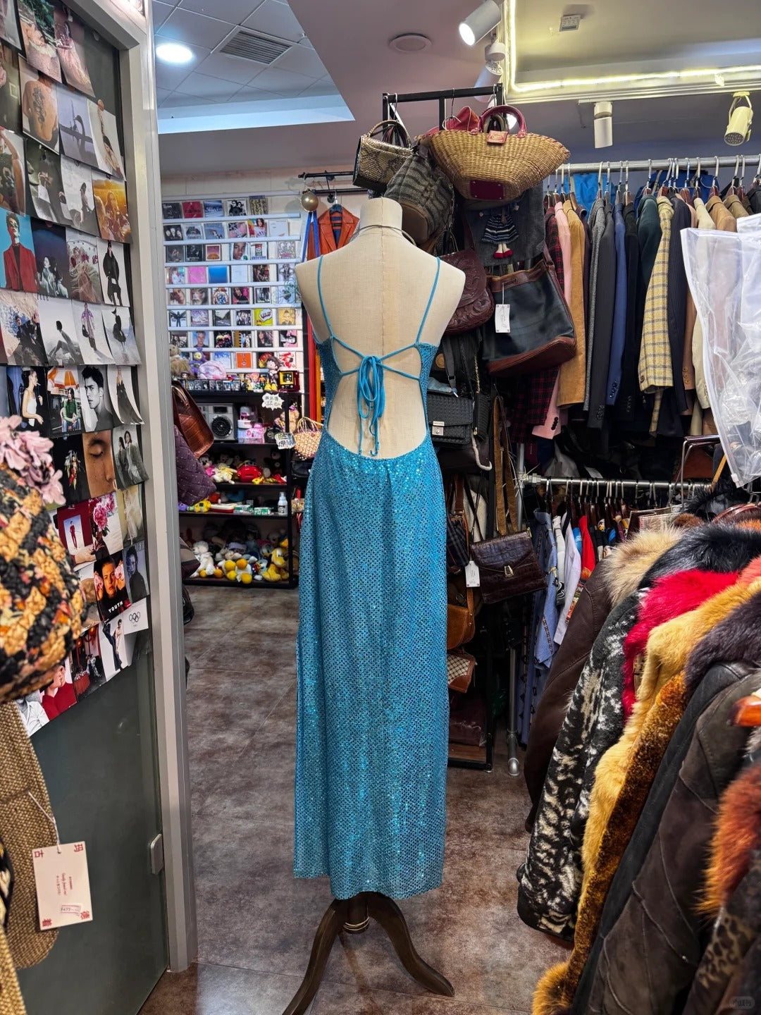 Sparkling Blue Crossback Sequined Long Classy Prom Dress
