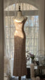 Sparkling Champagne Halter Neck Sequin Mermaid Long Prom Dress