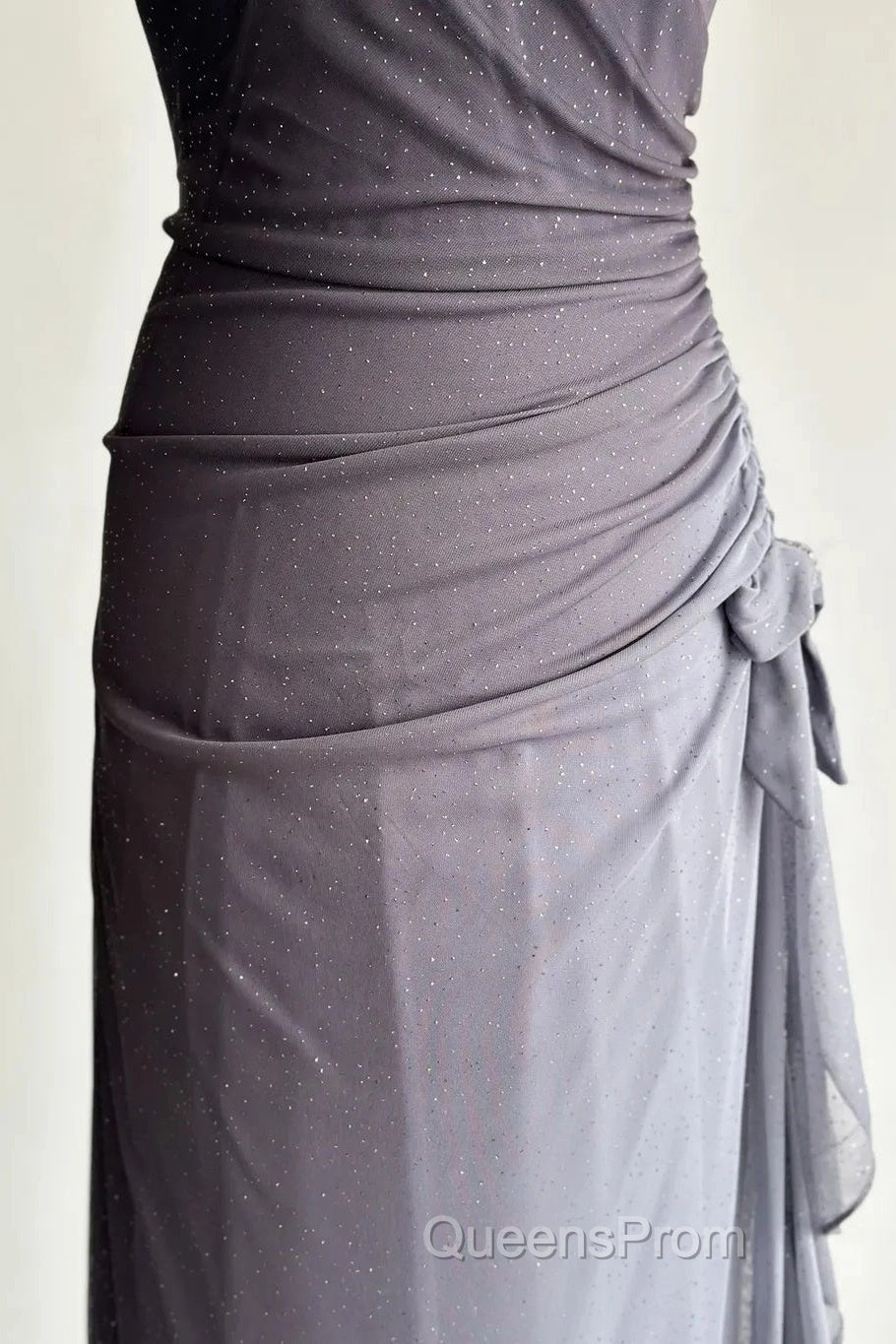 Sparkling Gradient Dark Gray Halter Neck Ruffle Sheath Evening Prom Dress Birthday Dress