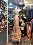 Sparkling Pink Mermaid Halter Neck Crossback Backless Tulle Long Classy Prom Dress