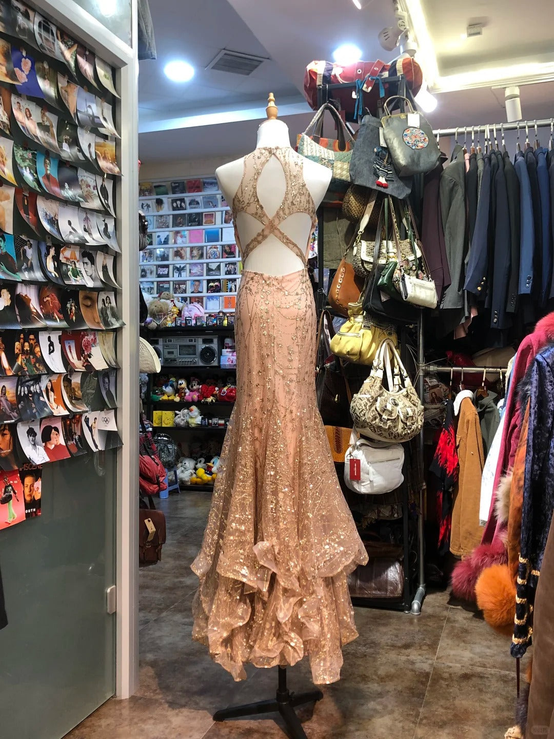 Sparkling Pink Mermaid Halter Neck Crossback Backless Tulle Long Classy Prom Dress
