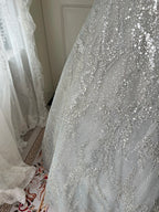 Sparkling Silver-Grey Strapless Sequined Ball Gown Prom Dress