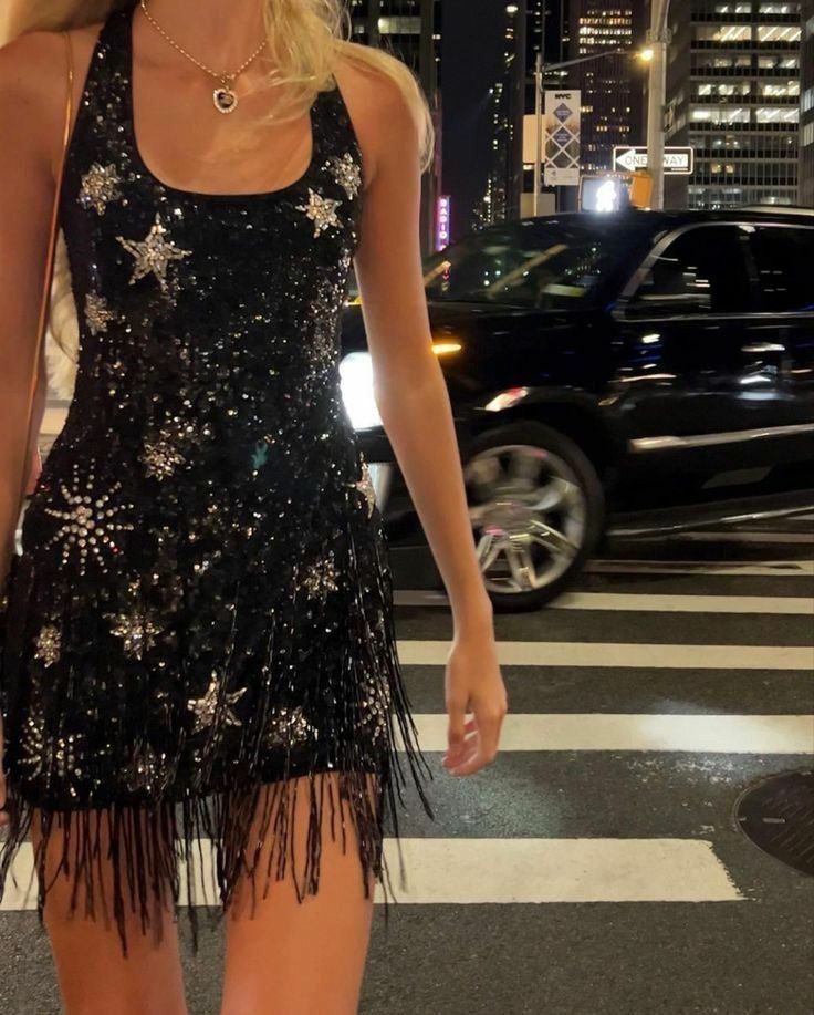 Sparkling Tassel Square Neck Star Sequin Open Back Homecoming Dress Secondary image