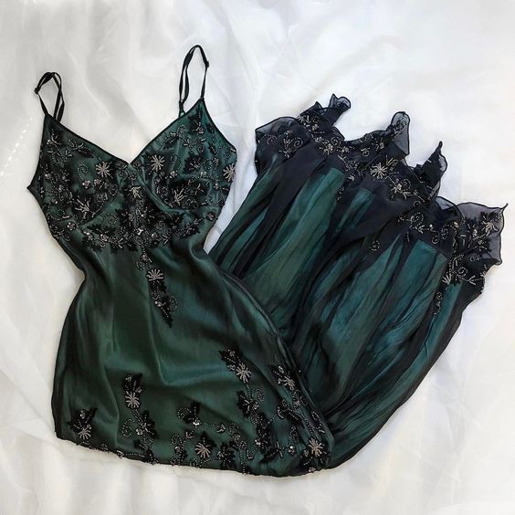 Sparkly A Line Spaghetti Straps Dark Green Long Classy Prom Dress Main image