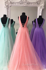 Sparkly A Line V Neck and V Back Evening Prom Dress with Thin Belt, Formal Graduation Evening Dress