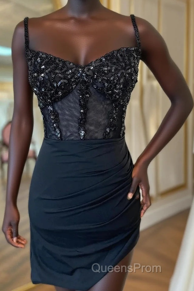 Sparkly Black Corset Sequin Tight Homecoming Dress Main image