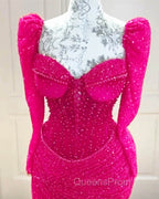 Sparkly Hot Pink Bodycon Homecoming Dress