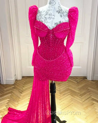 Sparkly Hot Pink Bodycon Homecoming Dress