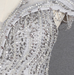 Sparkly Light Grey Mermaid V-Neck Beaded Tulle Train Classy Prom Dress