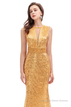 Sparkly Mermaid Long Open Back Sleeveless Prom Dresses