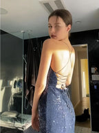 Gorgeous Shiny Sequin Sexy Backless Classy Evening Classy Prom Dress Party Long Tight Dress