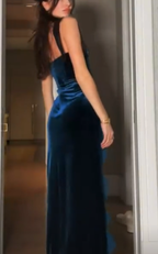 Sexy Slit Velvet Lace Long Classy Prom Dress Classy Evening Dress