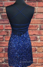 Sparkly Sequin Royal Blue Sheath Homecoming Dress
