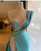 Sparkly Sequined Split Mermaid Classy Evening Dress Crystal Long Classy Prom Gowns Custom Made Plus Size Pageant Wear Party Dress