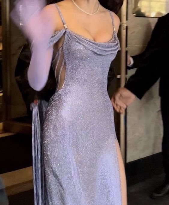Sparkly Sequins Spaghetti Straps Sequin Side Slit Classy Prom Dress Secondary image