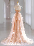 Sparkly Sheath Champagne Sequin Long Evening Prom Dress Party Dress