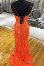 Sparkly Turquoise Mermaid Sequins Long Prom Dress with Fringes
