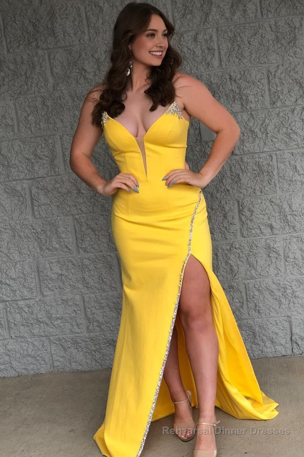 Sparkly Yellow Sweetheart Long Prom Dress with Beading Main image