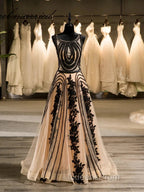 Special A-Line/Princess Crew Sleeveless Applique With Beading Organza Floor-Length Wedding Dress