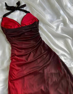 Special Gradient Color Burgundy Classy Prom Dress, Tie Halter Date/Birthday Party Dress