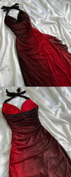 Special Gradient Color Burgundy Classy Prom Dress, Tie Halter Date/Birthday Party Dress