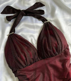 Special Gradient Color Burgundy Classy Prom Dress, Tie Halter Date/Birthday Party Dress