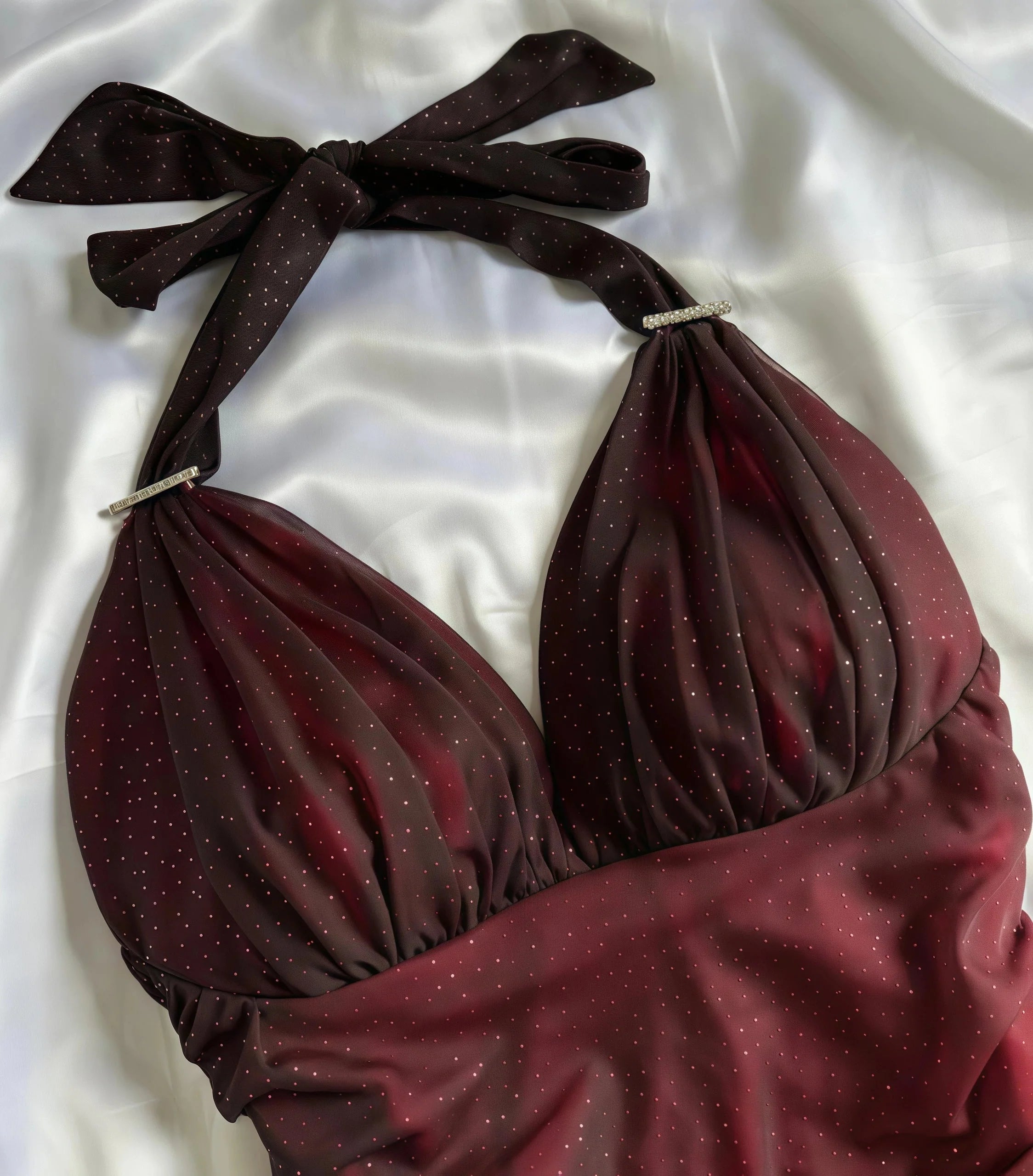Special Gradient Color Burgundy Classy Prom Dress, Tie Halter Date/Birthday Party Dress