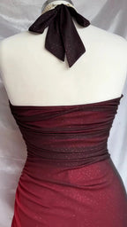 Special Gradient Color Burgundy Classy Prom Dress, Tie Halter Date/Birthday Party Dress
